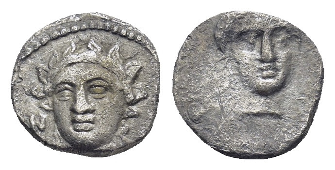 CILICIA, Nagidos. Circa 400-380 BC. AR Obol (8mm, 0.7 g) Wreathed head of young ...