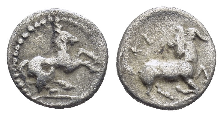 Cilicia, Kelenderis AR Obol. (9mm, 0.7 g) Circa 425-400 BC. Horse prancing right...