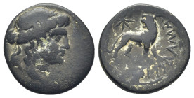 Ionia, Miletos . AE, (3.5 g, 17mm).Circa 350-280 BC. Unclear magistrate. Obv: Laureate head of Apollo right Rev: lion advancing right, head reverted; ...