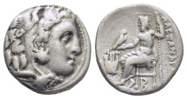 KINGS of MACEDON. Kolophon. Alexander III "the Great" 336-323 BC. Struck circa 322-319 BC Drachm AR (17mm, 4.2 g)Head of Herakles right, wearing lion'...