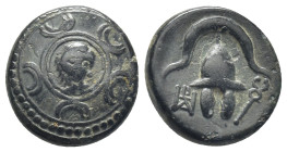 Kings of Macedon (temp. Philip III – Antigonos I Monophthalmos, ca 323-310 BC) AE Half Unit (16mm, 4.4 g) Uncertain mint in western Asia Minor Obv: Ma...