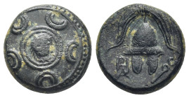Kings of Macedon (temp. Philip III – Antigonos I Monophthalmos, ca 323-310 BC) AE Half Unit (16mm, 4.7 g) Uncertain mint in western Asia Minor Obv: Ma...
