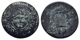 Kings of Macedon. Alexander III ‘The Great’ (336-323 BC). AE (16mm-3.9 g). Salamis mint. Struck under Nikokreon, c.323-315 BC. Gorgoneion in the cente...