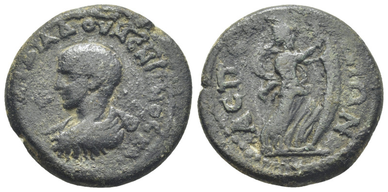 PAMPHYLIA, Aspendus. Diadumenian as Caesar AD 217-218 AD. Æ (26mm, 12.8 g). Drap...