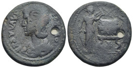 PAMPHYLIA. Side. Julia Paula (Augusta, 219-220). Ae. (32mm, 20.25 g) Obv: IOVΛ KOP ΠAVΛA CЄB. Draped bust left, wearing stephane; c/m: Є within incuse...