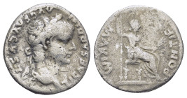 Tiberius AR Denarius. (17mm, 3.75 g) Lugdunum, AD 14-18. Laureate head right / Livia as Pax, seated right on chair with ornamented legs, holding long ...