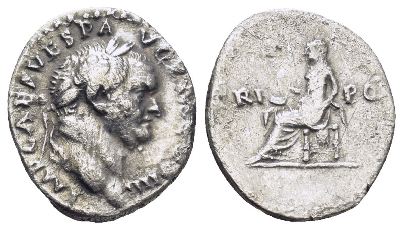 Vespasian AR Denarius. (18mm, 3.19 g) Rome, AD 72-73. IMP CAES VESP AVG P M COS ...