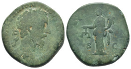 Marcus Aurelius. AD 161-180. Æ Sestertius (29mm, 20.76 g). Rome mint. Struck AD 175-176. Laureate head right / Aequitas standing left, holding scales ...