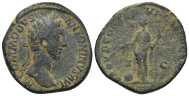 Commodus (177-192 AD). AE Sestertius (30mm, 22.0 g), Roma (Rome), 181 AD. Obv. M COMMODVS ANTONINVS AVG, laureate head right. Rev. PROV DEOR TR P VI I...