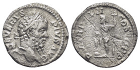 Septimius Severus AR Denarius. (17mm, 1.92 g) Rome, AD 209. SEVERVS PIVS AVG, laureate head to right / P M TR P XVII COS III P P, Neptune standing to ...