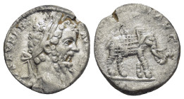 Septimius Severus. A.D. 193-211. AR denarius (16mm, 3.44 g). Rome mint, struck A.D. 197. L SEPT SEV PERT AVG IMP VIIII, laureate head right / MVNIFICE...