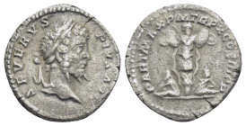 Septimius Severus. A.D. 193-211. AR denarius (18mm, 2.9 g). Rome mint, struck A.D. 202. SEVERVS PIVS AVG, laureate head right / PART MAX P M TR P X CO...