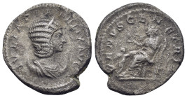 JULIA DOMNA (Augusta, 193-217 AD). AR, Denarius. (22mm, 4.3 g) Rome. Obv: IVLIA PIA FELIX AVG. Draped bust of Julia Domna, right. Rev: VENVS GENETRIX....