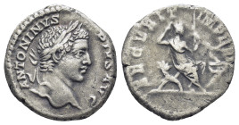 Caracalla (198-217), Denarius, (18mm, 2.7 g) Rome, AD 206-210, AR (g 3,63 mm 20 h 1), ANTONINVS - PIVS AVG, laureate head r., Rv. SECVRIT - IMPERII, S...