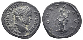 Caracalla, AD 198-211. AR, Denarius. (19mm, 3.0 g). Rome. Obv: ANTONINVS PIVS AVG BRIT. Head of Caracalla, laureate, bearded, right. Rev: MONETA AVG. ...