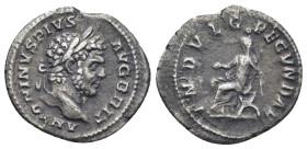 Caracalla. . AR denarius (19mm, 2.0 g) AD. 198-217 Rome mint ANTONINVS PIVS AVG BRIT, laureate head of Caracalla right / INDVLG FECVNDAE, Julia Domna ...