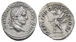 Caracalla. Silver Denarius (19mm, 2.9 g), AD 198-217. Rome, ca. AD 213-17. ANTONINVS PIVS AVG GERM, laureate head of Caracalla right. Reverse: MARTI P...