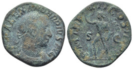 Severus Alexander Æ Sestertius. (29mm, 16.9 g) Rome, AD 230. IMP SEV ALEXANDER AVG, laureate bust right, slight drapery over far shoulder / P M TR P V...