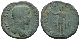 Severus Alexander Æ Sestertius. (29mm, 19.7 g) Rome, AD 230. IMP SEV ALEXANDER AVG, laureate bust right, slight drapery over far shoulder / P M TR P V...