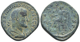 Maximinus I. AD 235-238. Æ Sestertius (30mm, 21.8 g). Rome mint. 3rd emission, late AD 236-237. Laureate, draped, and cuirassed bust right / Salus sea...