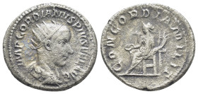 Gordian III (AD 238-244). AR antoninianus (22mm, 4.06 g). Rome, A.D. 240. Radiate, draped, and cuirassed bust of Gordian right / Concordia seated left...