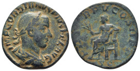 Gordian III. AD 238-244. Æ Sestertius (28mm, 16.7 g). Rome mint. AD 242. IMP GORDIANVS PIVS FEL AVG, laureate, draped, and cuirassed bust right / P M ...