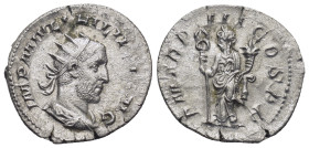 PHILIP I, A.D. 244-249. AR Antoninianus, (23mm, 3.13 g) Rome Mint, A.D. 247. Obverse: Radiate, draped, and cuirassed bust right; Reverse: Felicitas st...