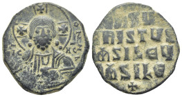 Attributed to Basil II and Constantine VIII AD 976-1028. Constantinople Anonymous follis Æ. Class 2 (27mm, 8.11 g). [+ ЄMMANOVH]Λ, IC XC to left and r...
