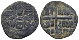 Anonymous, temp. Romanus III, circa 1028-1034. Æ Follis (27mm, 6.8 g). Constantinople. Facing bust of Christ Pantokrator. R/ Legend in three lines div...