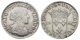 France, Dombes (France, Dombes (Principality). Anna Maria Luisa d'Orléans AR Luigino or 1/12 Écu. (20mm. 2.4 g) Trevoux mint, 1665 Draped bust to righ...