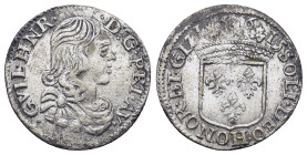 France, William Henry, AR, Sols (Silver, 1.8 g. 20mm.) 1650-1702 AD. Obv: Draped and cuirassed bust of the prince seen from three quarters and turned ...