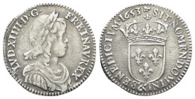 Louis XIV AR Écu 1653 T, Nantes France, Royaume. Louis XIV. (1643-1715). (20mm, 2.0 g)