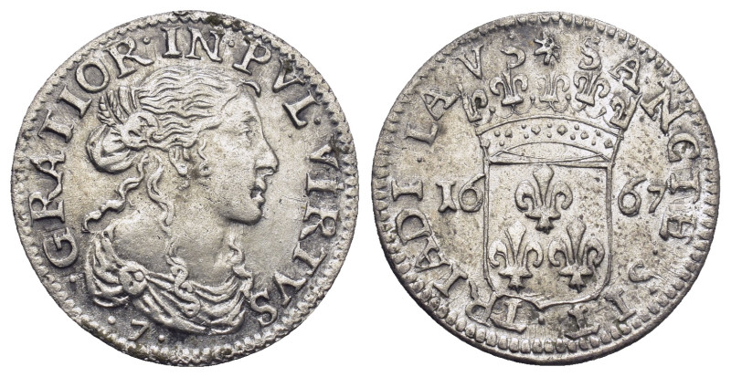 Monaco. temp. Louis I Grimaldi Luigino (1/12 Ecu or 5 Sols) 1667-A Paris mint, (...