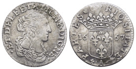 Monaco. temp. Louis I Grimaldi Luigino (1/12 Ecu or 5 Sols) 1667-A Paris mint, (20mm, 2.32 g) Imitating the Luigini of Anne-Marie Louis d'Orleans of D...