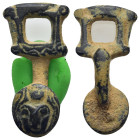 Bronze bucket part head engraved. (30mm, 4.9 g)