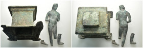 Bronze male statuette with rectangular base. Nude male standing, hands tied behind, head left. (210mm, 969 g)