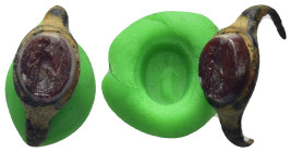 Bronze ring part with red stone. (10mm, 1.16 g)