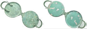 Bronze ROMAN MIRROR (125mm, 199 g) A Roman bronze box mirror, composed of two disks hinged together, which would of have initially been plated on the ...