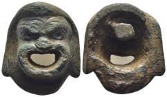 Bronze theatre mask applique. (33mm, 44.8 g)