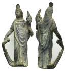 Bronze Tyche statuette. (64mm, 51.7 g) Robed, with a cornucopia in her left hand and a ship's rudder in her right.