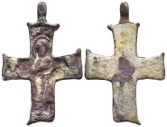 Silver cross pendant, Christ standing facing. (48mm, 9.9 g)