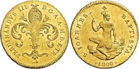Firenze. Ferdinando III di Lorena, 1790-1801 e 1814-1824. I periodo: 1790-1801 

Ruspone 1800, AV 10,46 g. FERDINANDVS III – D G A A M D ETR Giglio....
