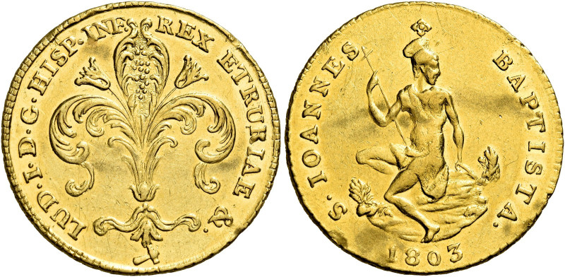 Firenze. Ludovico I di Borbone, 1801-1803 

Ruspone 1803, AV 10,41 g. Pagani 2...