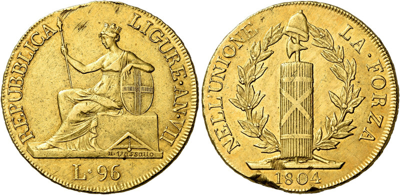Genova. Repubblica Ligure, 1798-1805 

Da 96 lire anno VII/1804, AV 25,15 g. P...