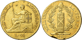 Genova. Repubblica Ligure, 1798-1805 

Da 96 lire anno VII/1804, AV 25,15 g. Pagani 4. MIR 375/4. Friedberg 448. Molto rara. Difetti del tondello, a...