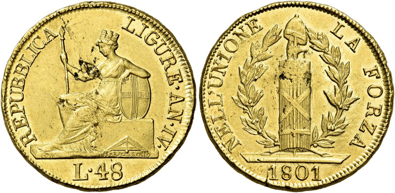 Genova. Repubblica Ligure, 1798-1805 

Da 48 lire anno IV/1801, AV 12,55 g. Pa...
