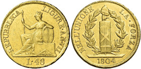 Genova. Repubblica Ligure, 1798-1805 

Da 48 lire anno V/1804, AV 12,55 g. Pagani 8. MIR 376/3. Friedberg 449. Molto rara. Tracce di incastonatura, ...
