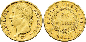 Genova. Napoleone I imperatore, 1805-1814 

Da 20 franchi 1813, AV 6,42 g. Pagani 23. MIR 387/1. Le Franc 516/31. Friedberg 520. Molto raro. BB