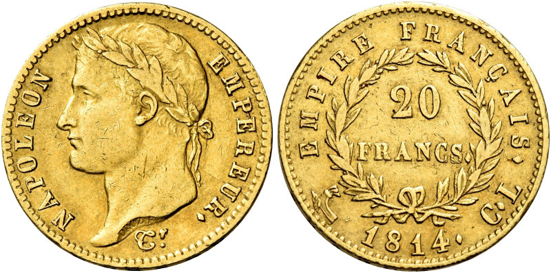 Genova. Napoleone I imperatore, 1805-1814 

Da 20 franchi 1814, AV 6,42 g. Pag...