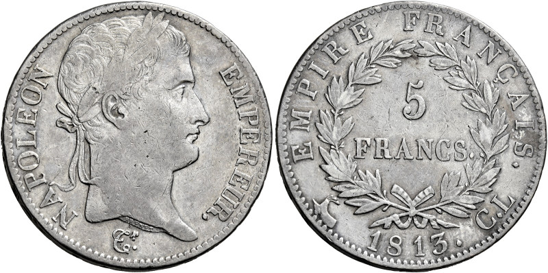 Genova. Napoleone I imperatore, 1805-1814 

Da 5 franchi 1813, AR 24,70 g. Pag...